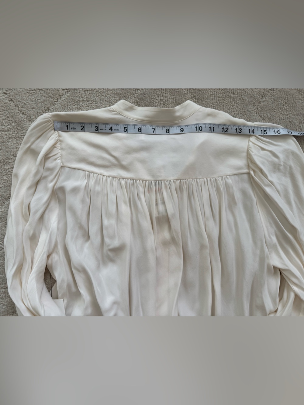 Frame Denim Ivory Pleated Band-Collar Button-Down Chloe Silk Blouse/ S/ NWT - Picture 13 of 14